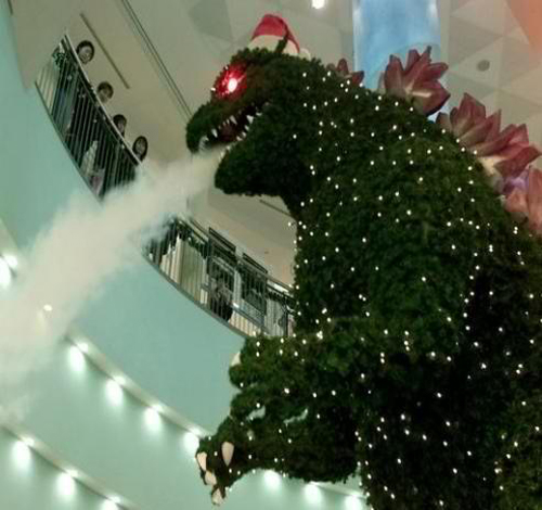 geeknation huge smoke breathing godzilla christmas tree in geeknation huge smoke breathing godzilla christmas tree in